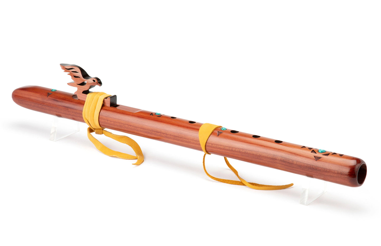 High Spirits Native American Style Flute Sparrowhawk "A", Aromatic Cedar With Turquoise Inlay Native American Flutes High Spirits Flutes