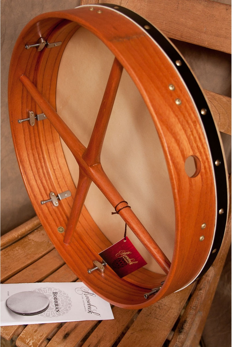 Roosebeck Tunable Red Cedar Bodhran Cross-Bar Double-Layer Natural Head 18 inch x 3.5 inch