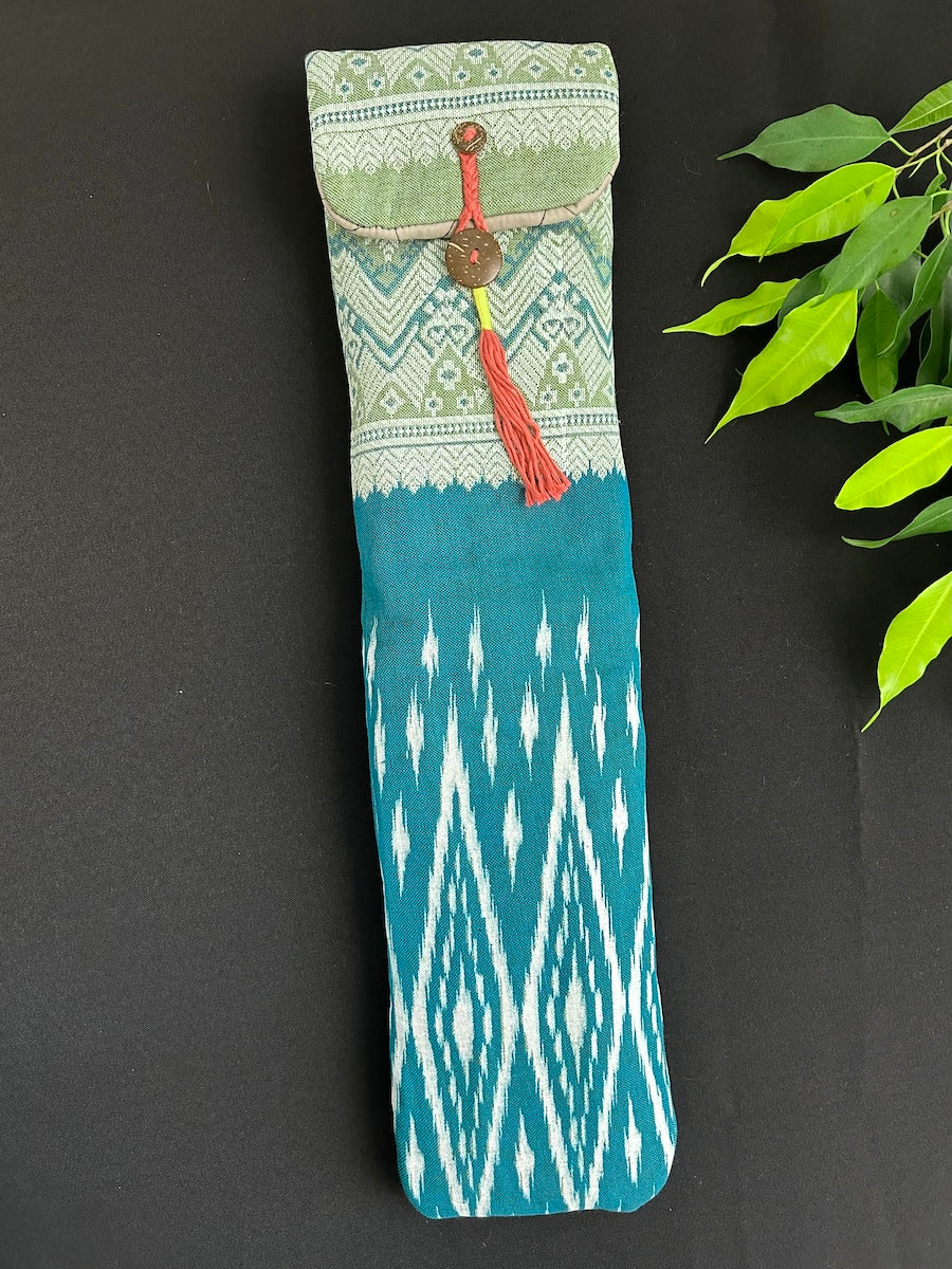 Little Fish Cotton Flute Bag - Blue Gems - Suitable for Medium Flute Flute Bags Little Fish Artwork