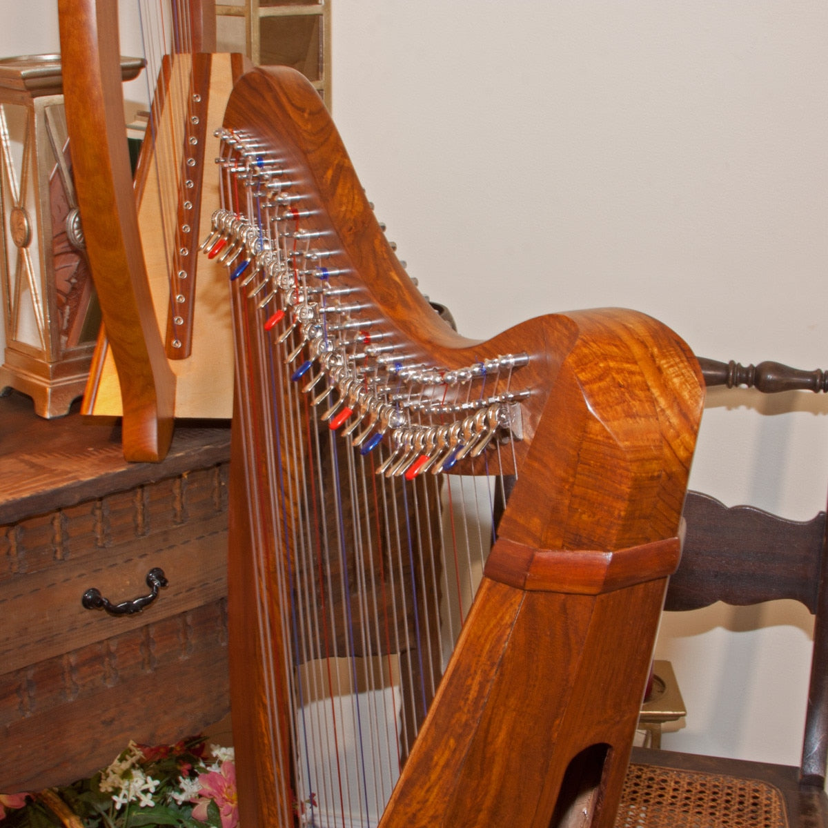 Roosebeck Minstrel Harp 29-String, Chelby Levers Sheesham 5 Panel With Pedestal