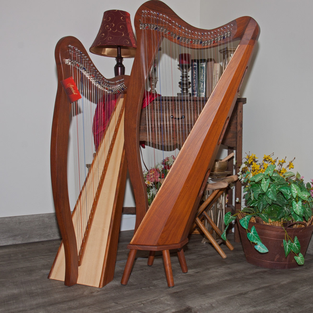 Roosebeck Minstrel Harp 29-String, Chelby Levers Sheesham 5 Panel With Pedestal