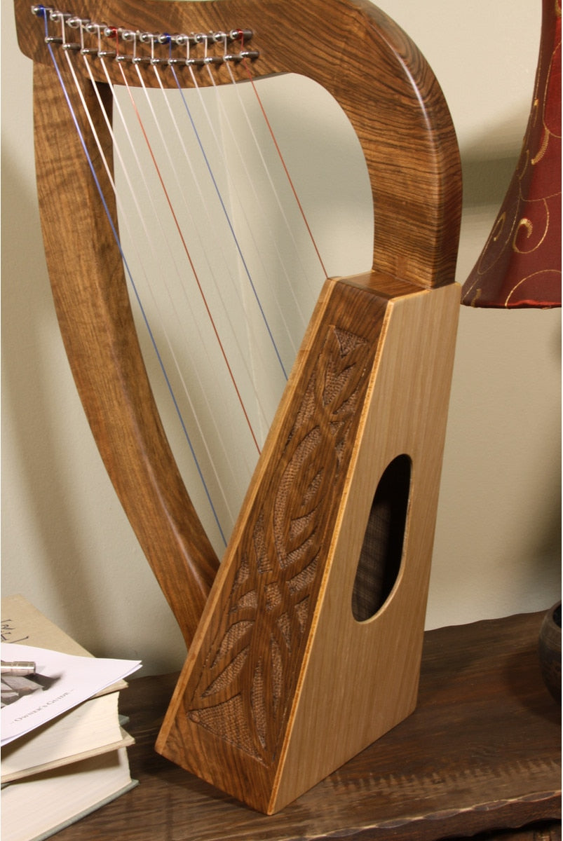 Roosebeck 21 Inch Baby Harp 12 String Walnut Knotwork + String Set + Tuning Tool