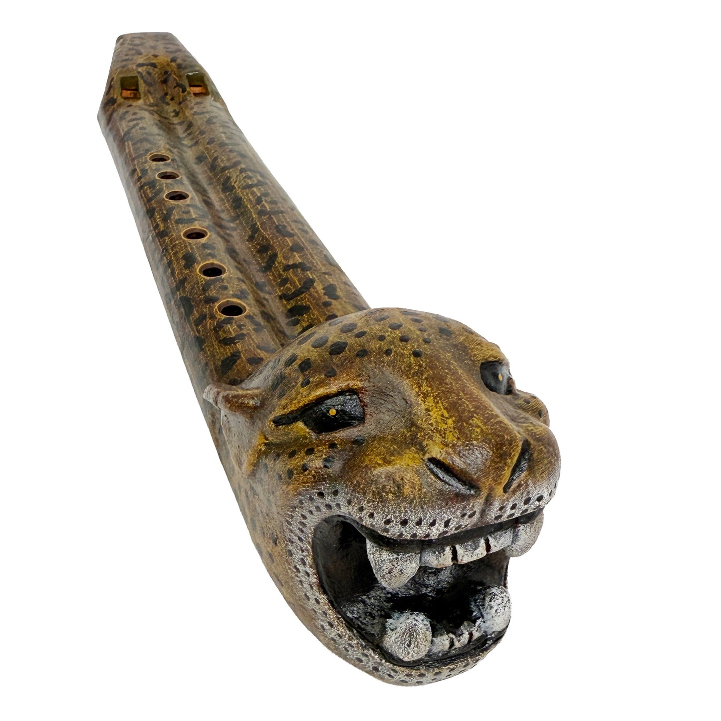Native American Jaguar Double Flute in G Minor (440 Hz) by Nash Tavewa, Ceramic