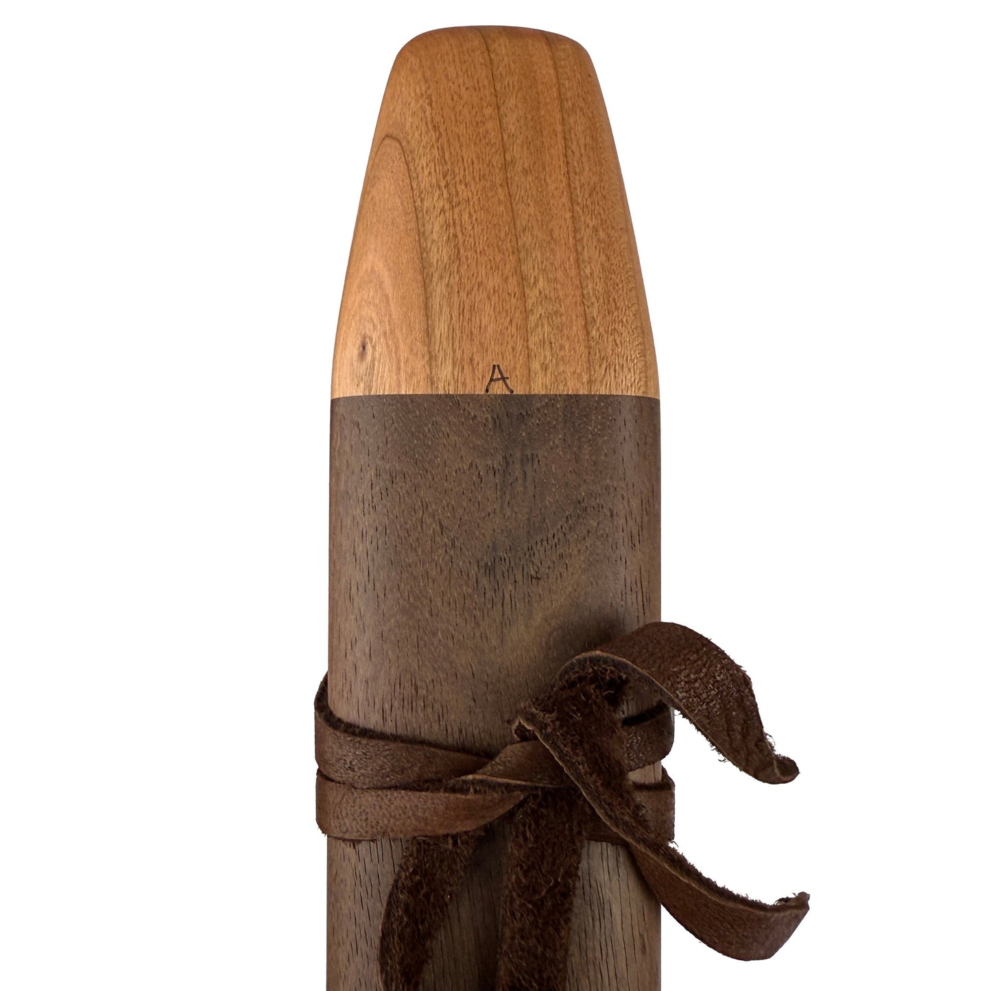 Native American Drone Flute in A minor by Nash Tavewa, Peruvian Black Walnut with Cherry Mouthpiece
