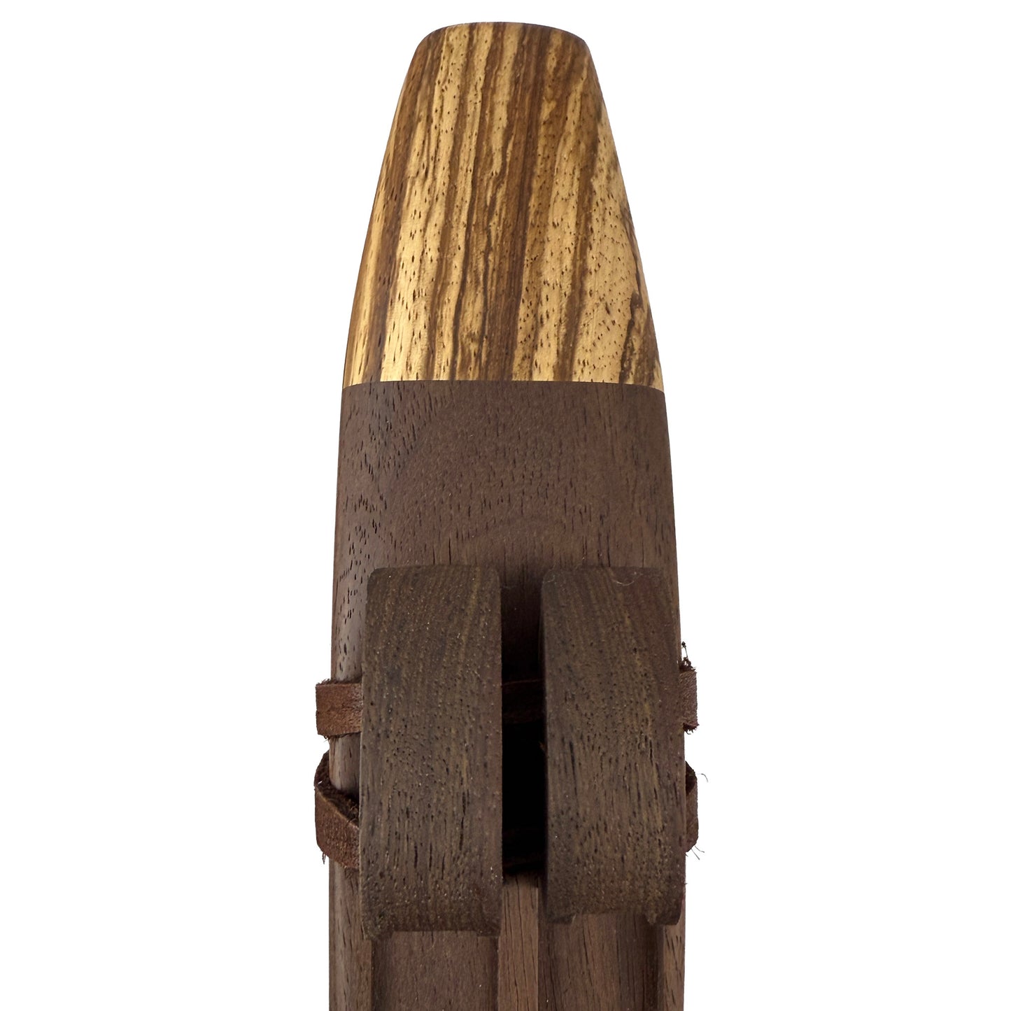 Native American Harmony Double Flute in D minor and G minor by Nash Tavewa, Peruvian Black Walnut with Zebrawood Mouthpiece