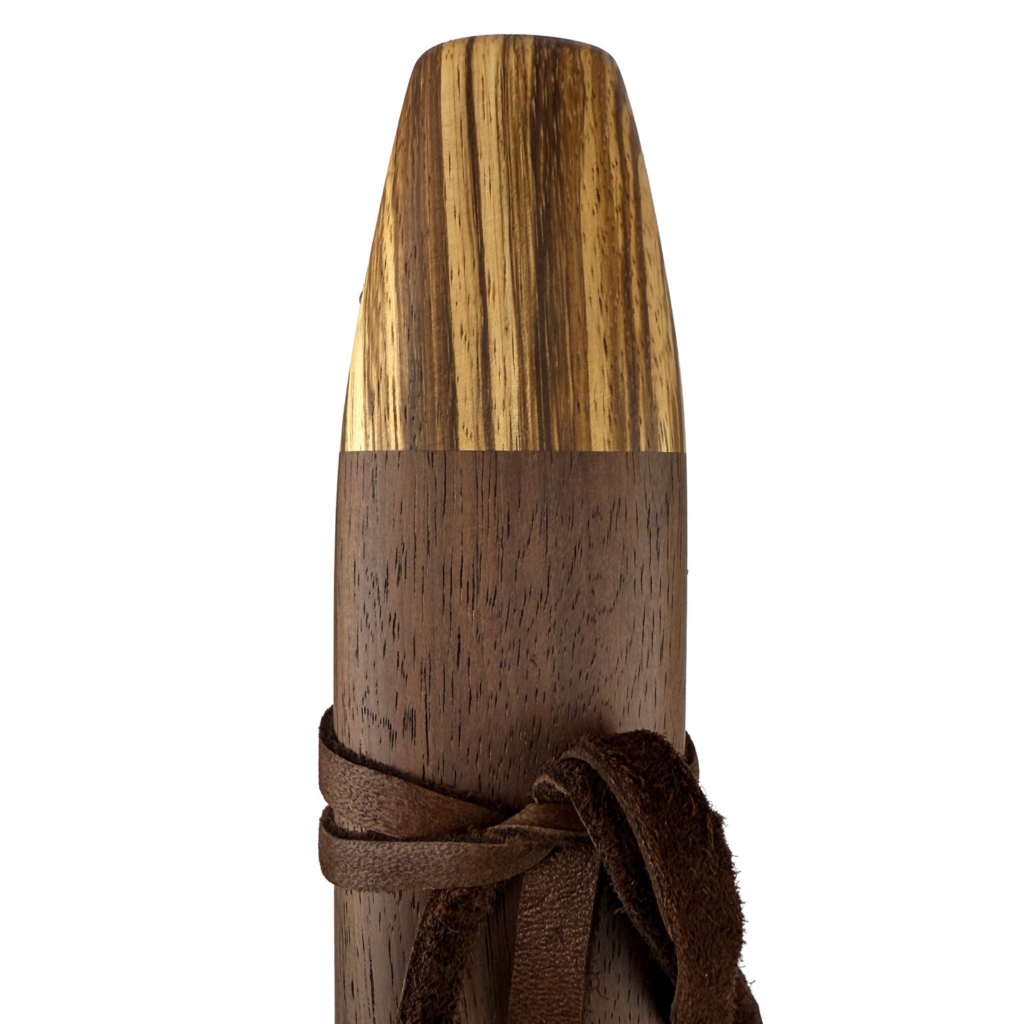 Native American Drone Flute in A minor by Nash Tavewa, Peruvian Black Walnut with Zebrawood Mouthpiece