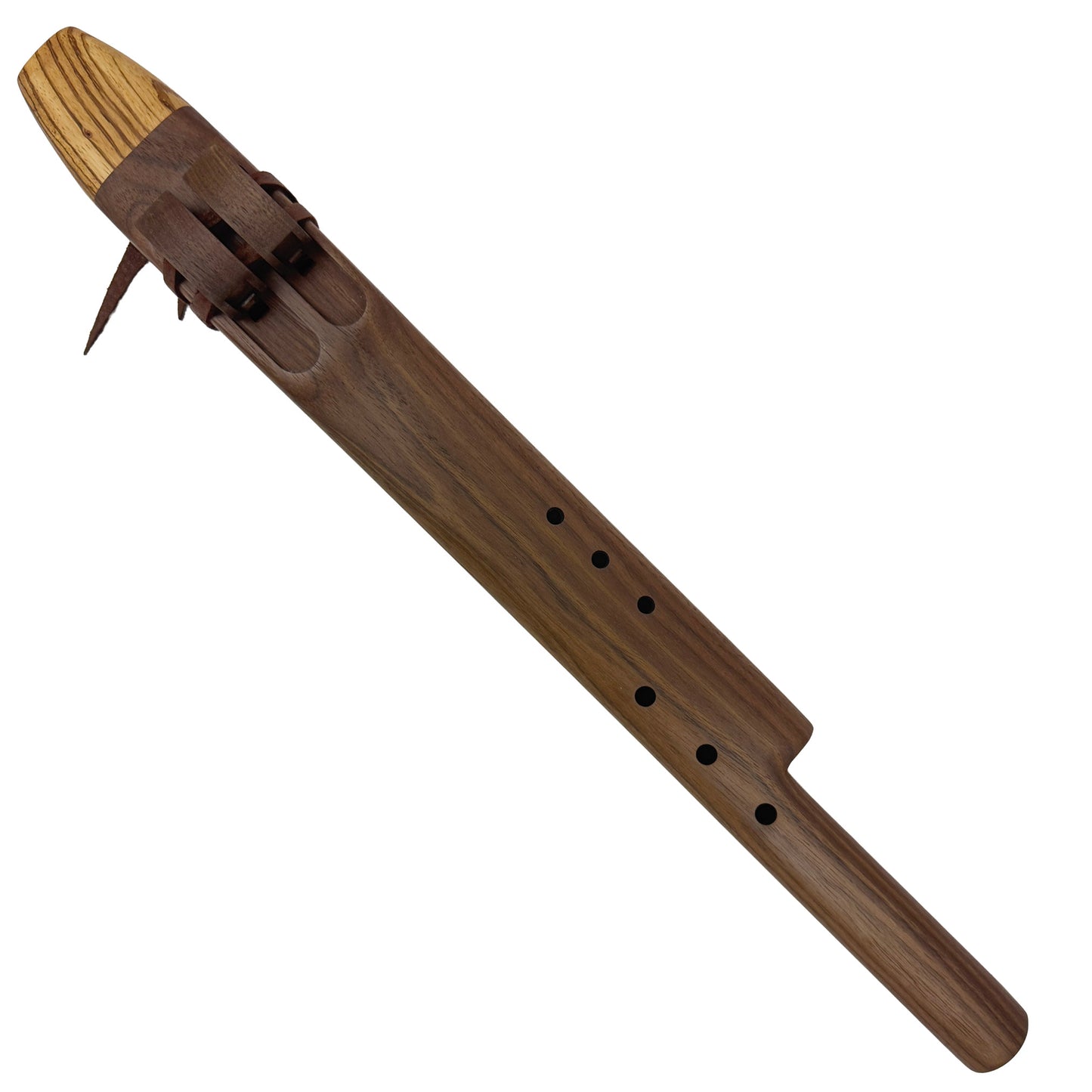 Native American Harmony Double Flute in F minor and C minor by Nash Tavewa, Peruvian Black Walnut with Zebrawood Mouthpiece