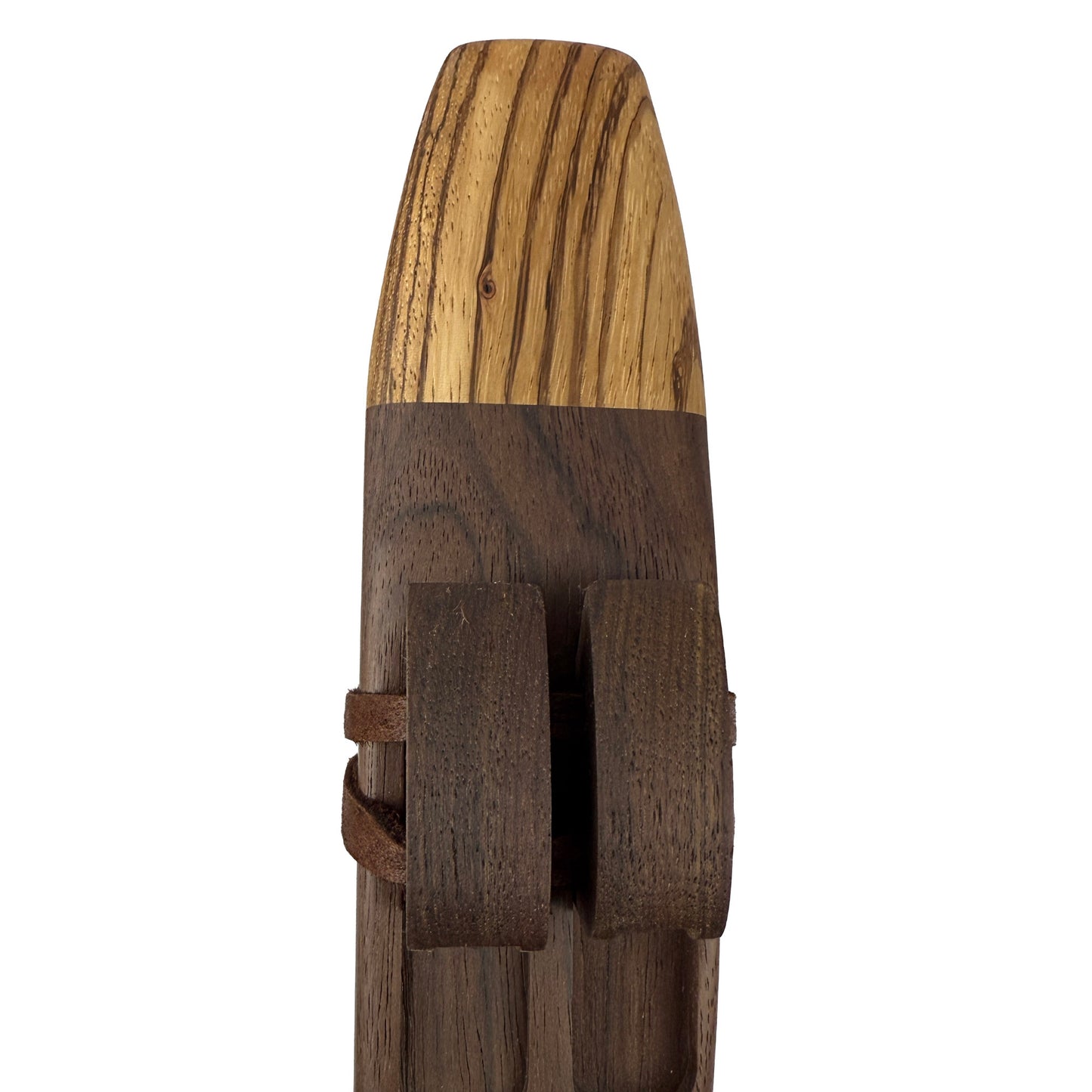 Native American Harmony Double Flute in F minor and C minor by Nash Tavewa, Peruvian Black Walnut with Zebrawood Mouthpiece