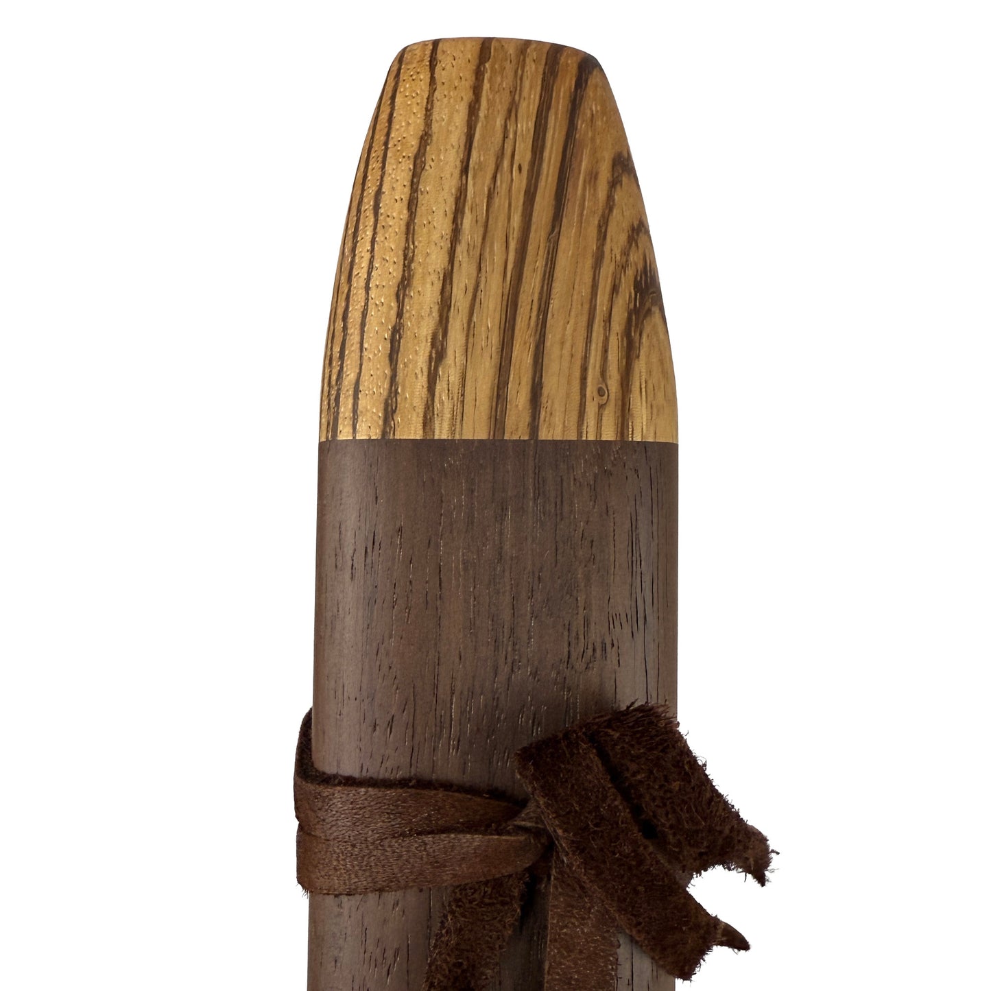 Native American Harmony Double Flute in F minor and C minor by Nash Tavewa, Peruvian Black Walnut with Zebrawood Mouthpiece