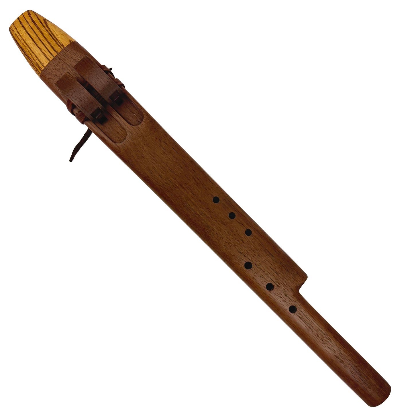 Native American Harmony Double Flute in F minor and C minor by Nash Tavewa, Peruvian Black Walnut with Zebrawood Mouthpiece