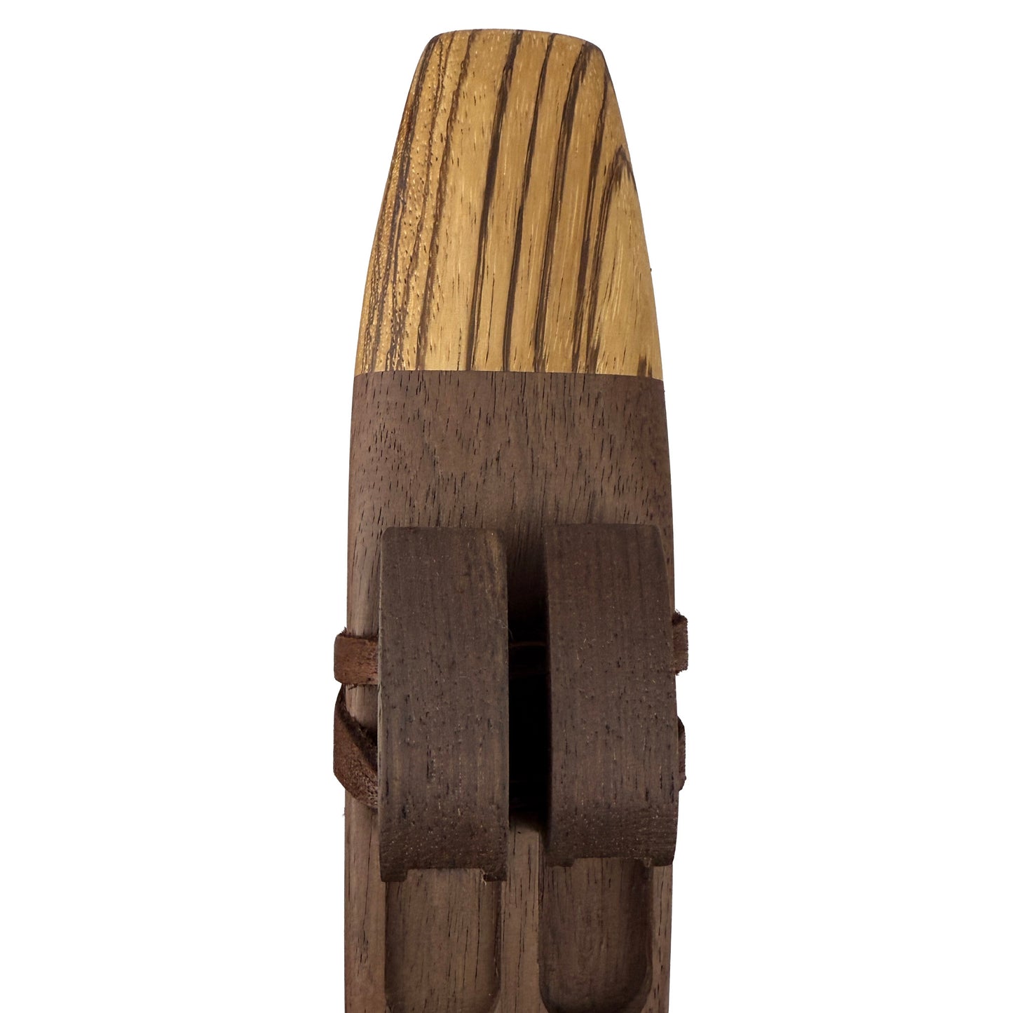 Native American Harmony Double Flute in F minor and C minor by Nash Tavewa, Peruvian Black Walnut with Zebrawood Mouthpiece