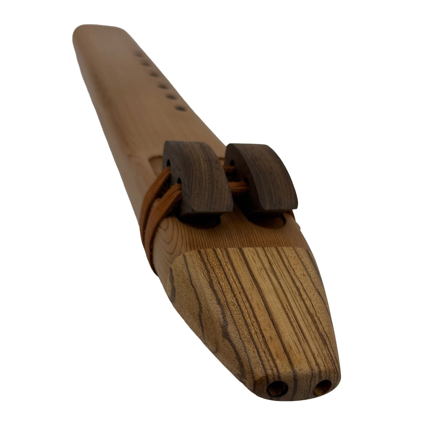 Native American Drone Flute in E minor by Nash Tavewa, Red Cedar with Zebrawood Mouthpiece