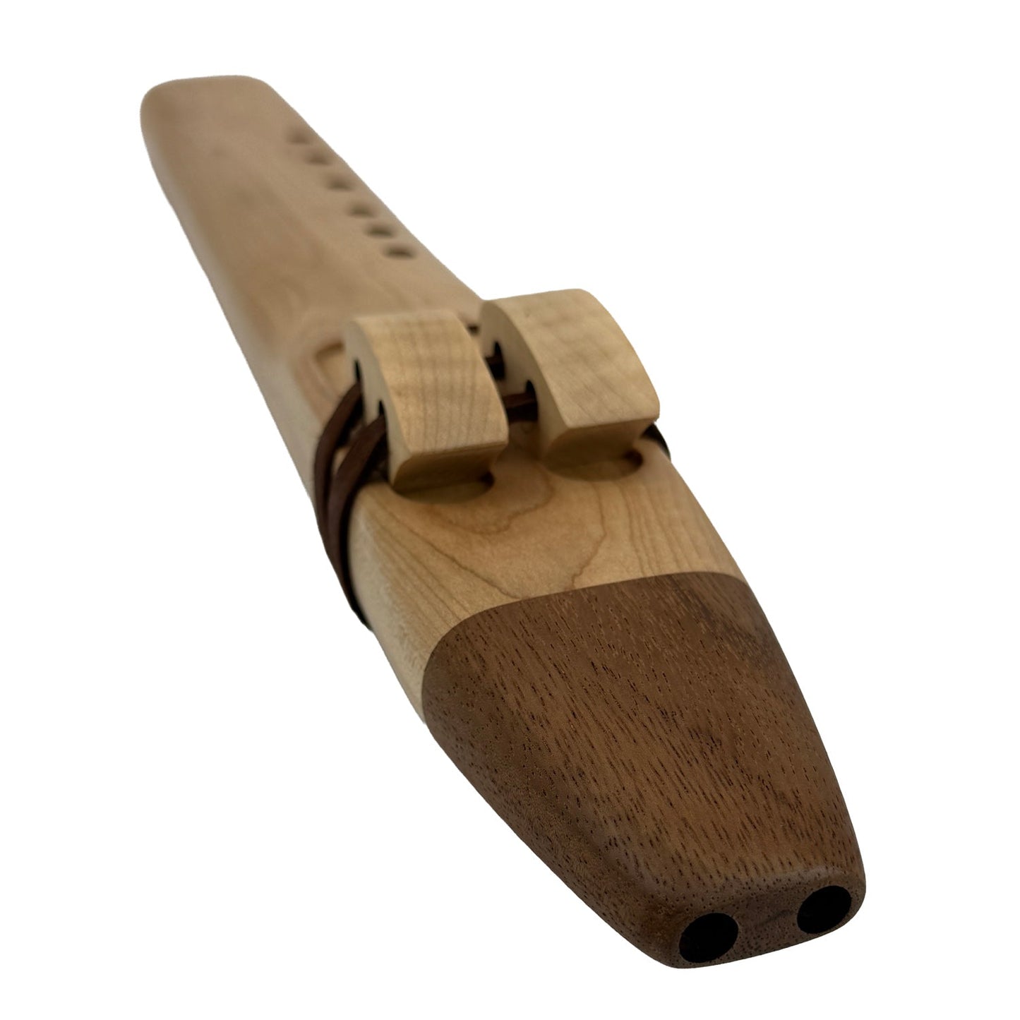 Native American Drone Flute in G minor by Nash Tavewa, Curly Maple with Acacia Mouthpiece