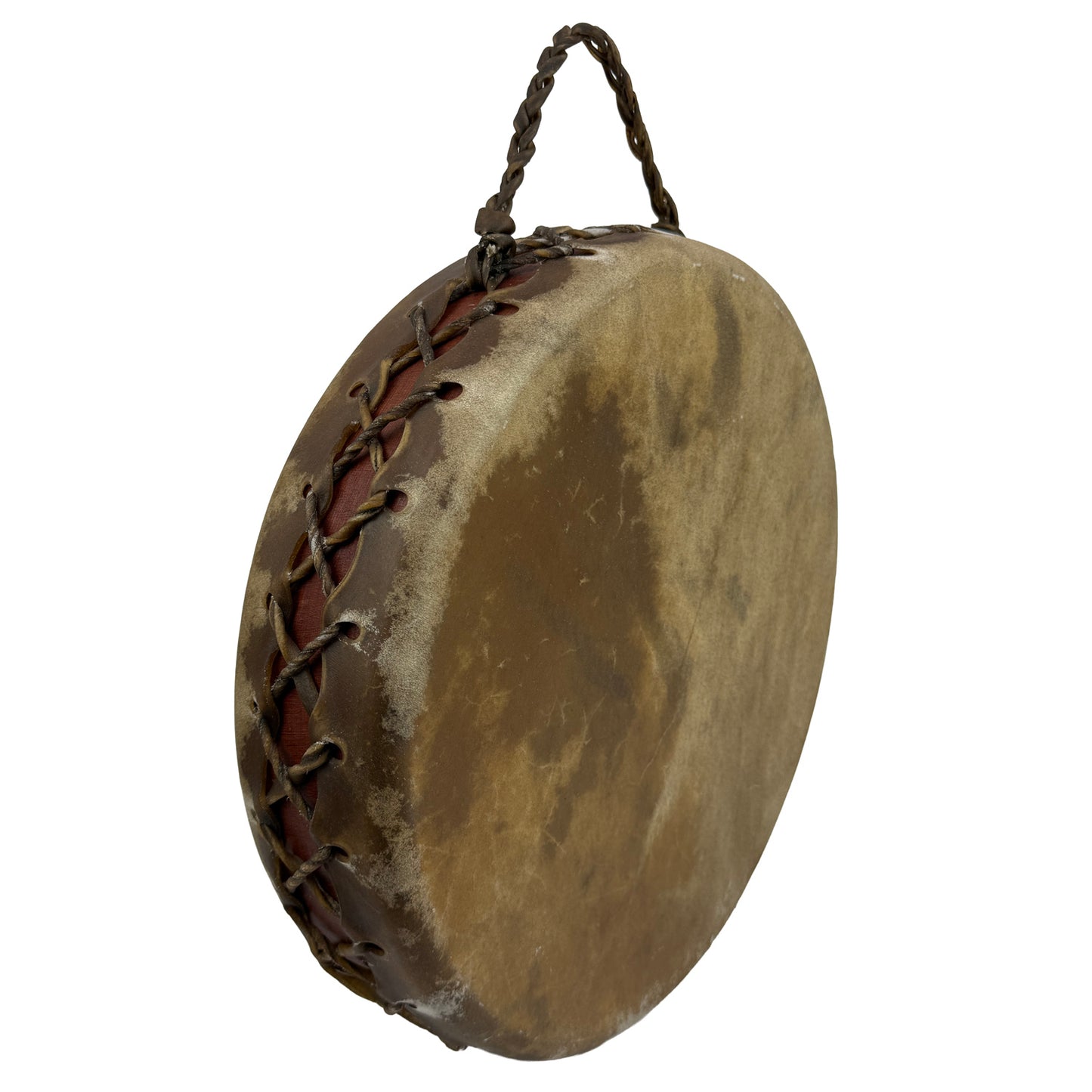 Bison Hide Hand Drum, Double-Sided, 16-inch, with Beater, by Nash Tavewa