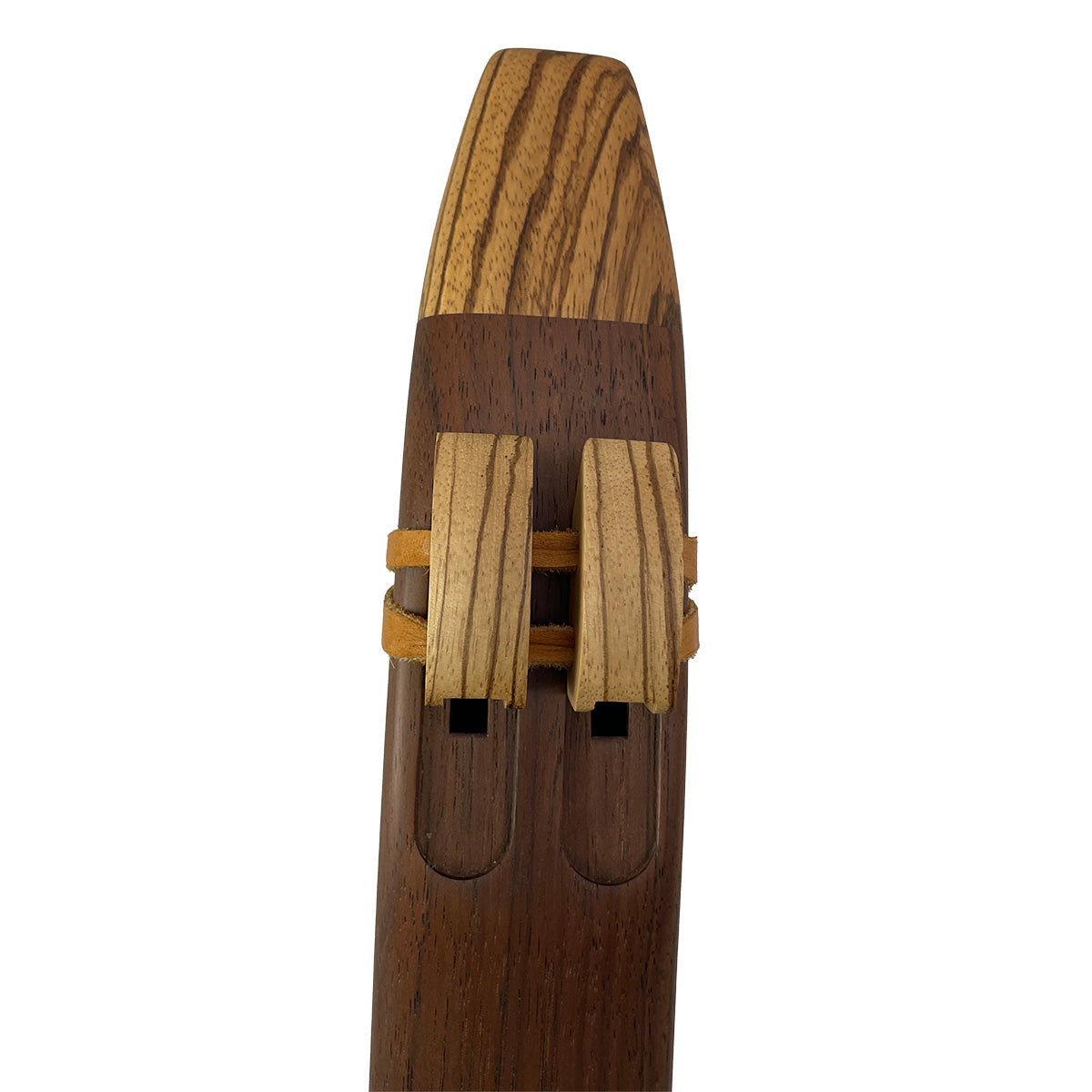 Native American Double Flute in G minor by Nash Tavewa, Peruvian Black Walnut with Maple and Zebrawood Mouthpiece Native American Flutes Nash Tavewa