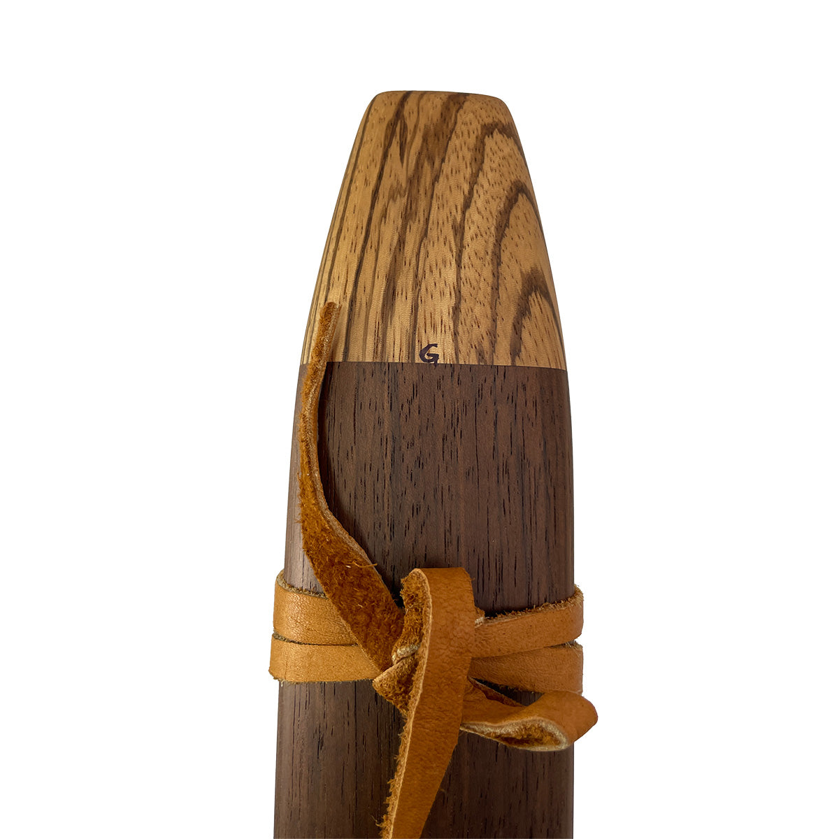 Native American Double Flute in G minor by Nash Tavewa, Peruvian Black Walnut with Maple and Zebrawood Mouthpiece Native American Flutes Nash Tavewa