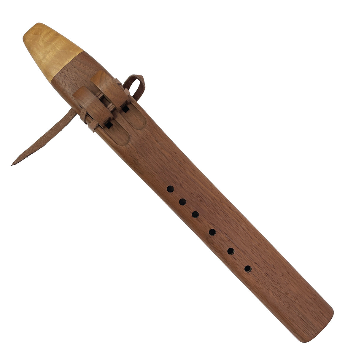 Native American Double Flute in G minor by Nash Tavewa, Peruvian Black Walnut with Maple Mouthpiece Native American Flutes Nash Tavewa