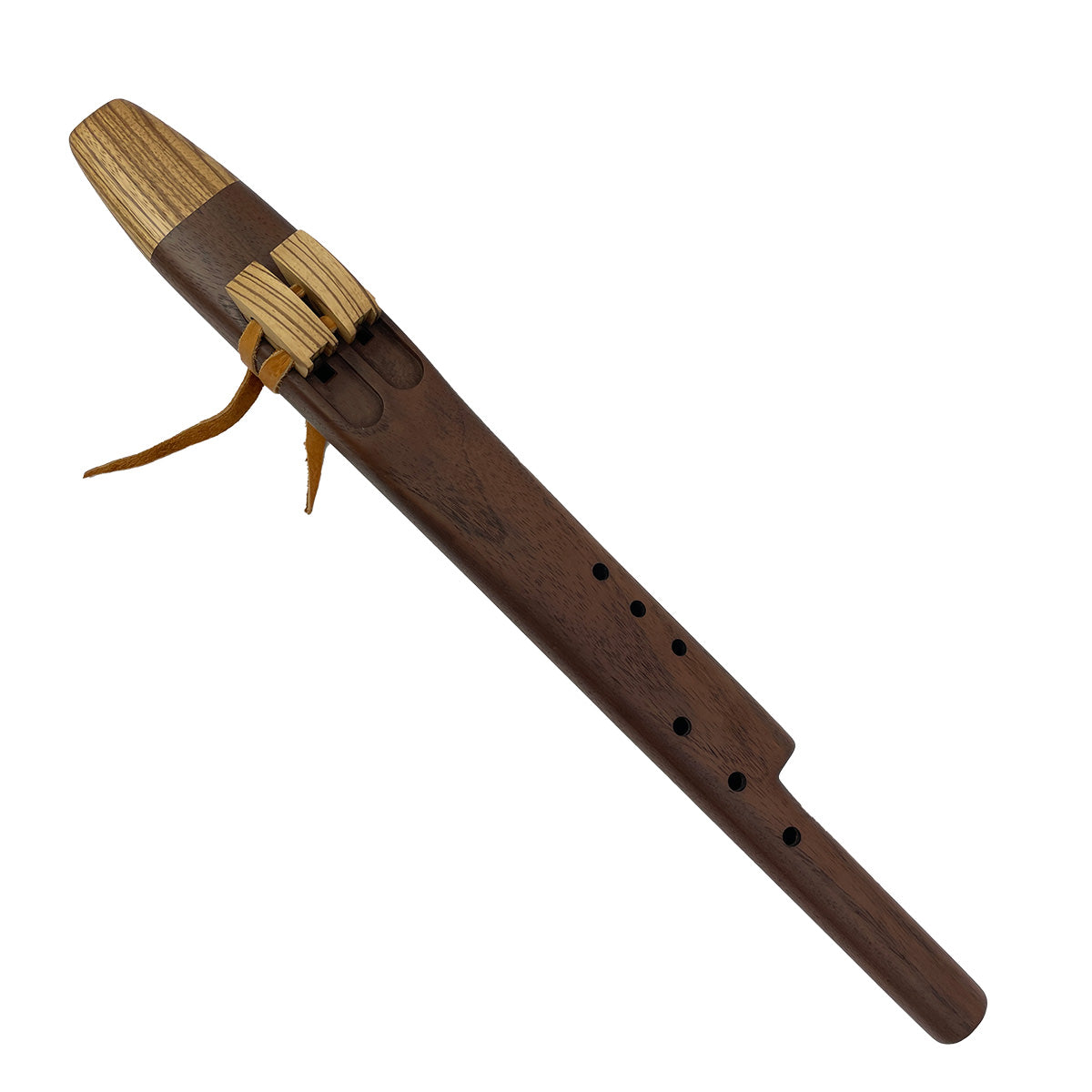 Native American Harmony Double Flute in C minor and F minor by Nash Tavewa, Black Walnut with Zebrawood Mouthpiece Native American Flutes Nash Tavewa
