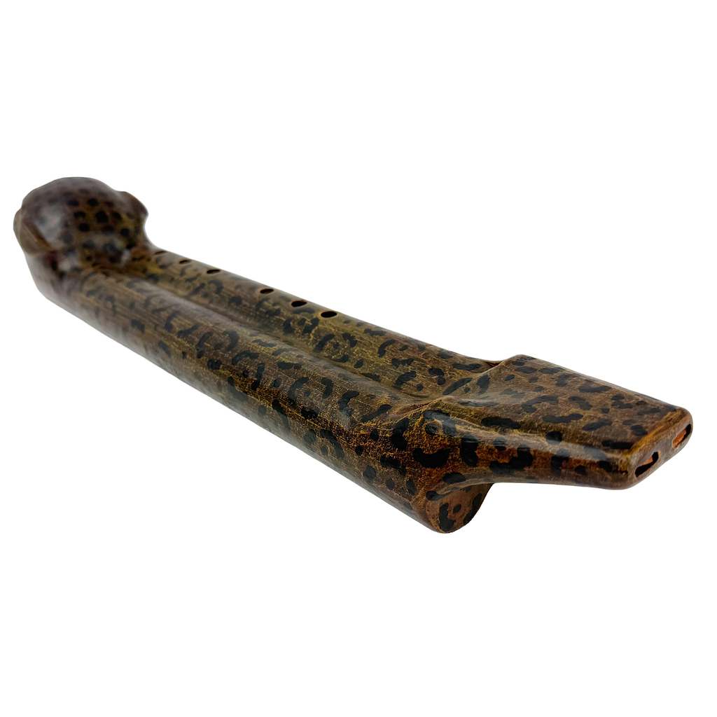 Native American Jaguar Double Flute in F Minor (440 Hz) by Nash Tavewa, Ceramic