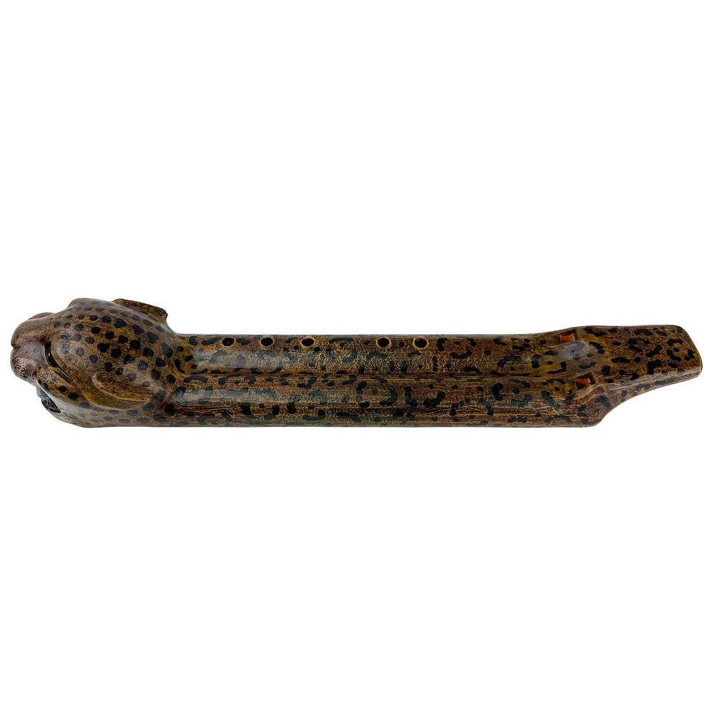 Native American Jaguar Double Flute in G # Minor (440 Hz) by Nash Tavewa, Ceramic