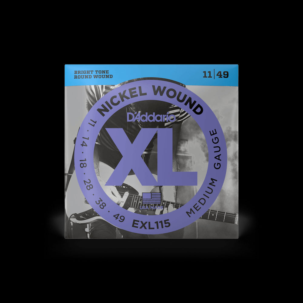 D'Addario ミディアムエレキギター弦、11-49、EXL115