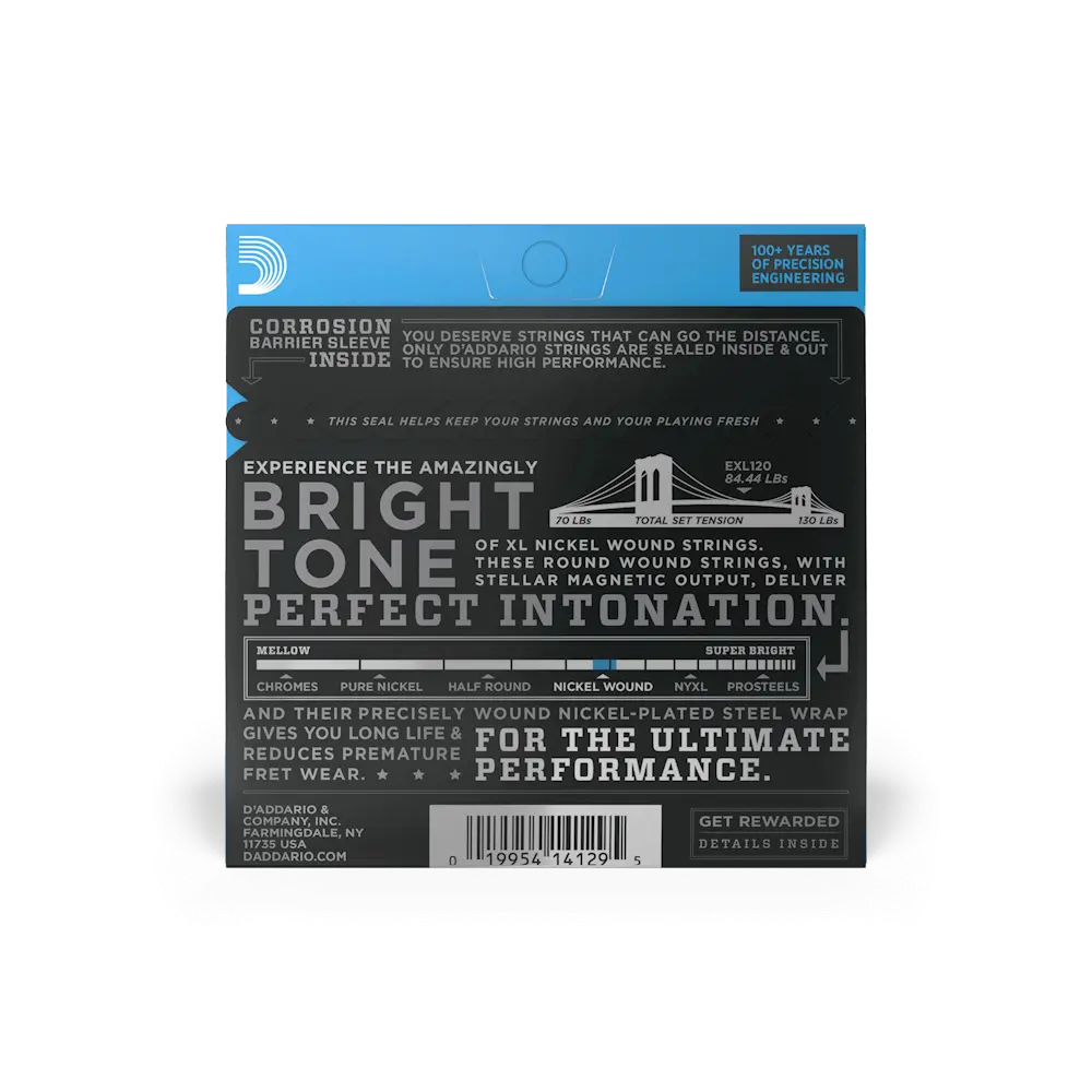 D'Addario Electric Guitar String Set EXL120 Nickel Super Light EXL120