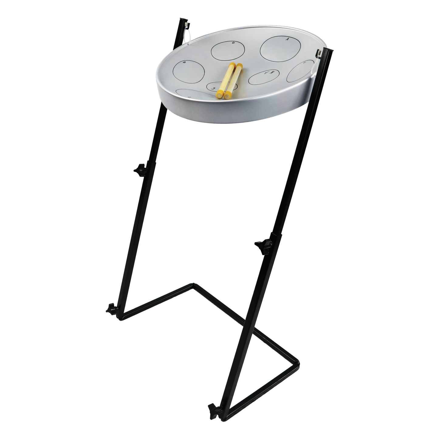Panyard Jumbie Jam Steel Drum Ready-to-Play Kit with Metal Z-Floor Stand (G Diatonic) Steel Drums Panyard Silver Pan