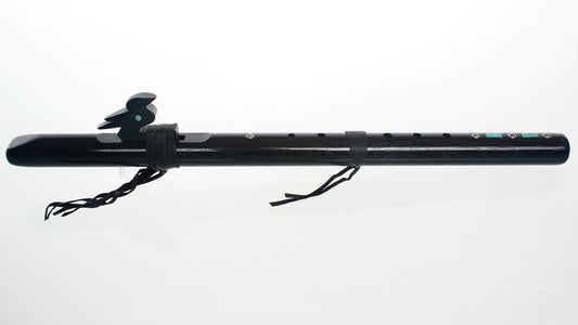 High Spirits Ebonized Walnut Crow Flute, Key of G, With Turquoise Inlay Native American Flutes High Spirits Flutes