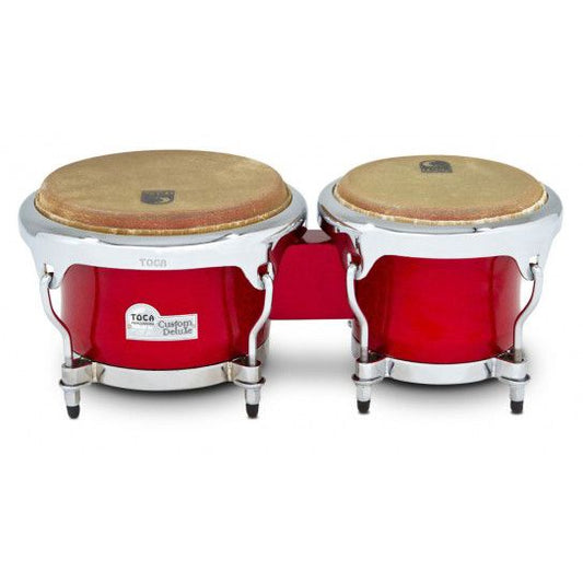 Toca 4600-FR Custom Deluxe Fiberglass Bongos - Red Sparkle Bongos Toca