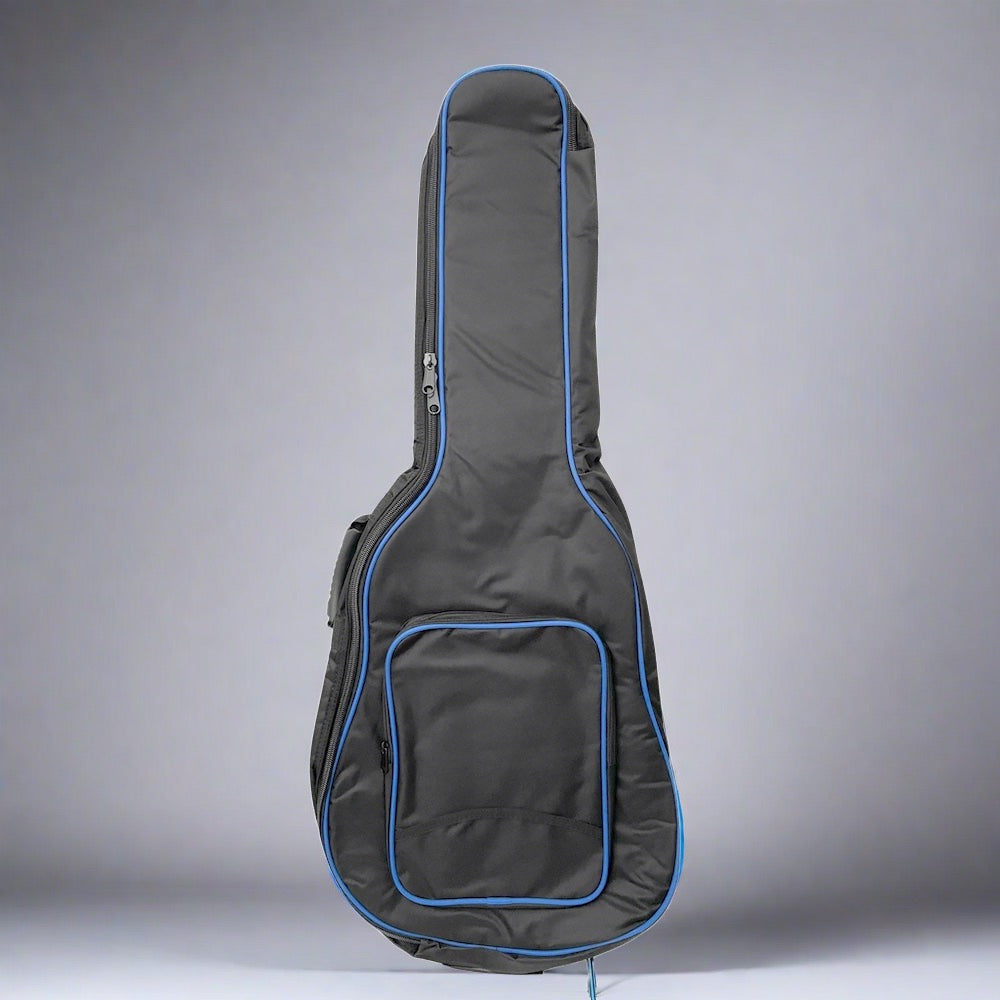 Armor Heavy Padded Black Dreadnought Acoustic Guitar Gig Bag with Blue Piping Guitar Case Armor