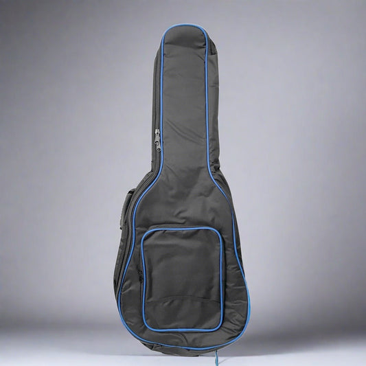 Armor Heavy Padded Black Dreadnought Acoustic Guitar Gig Bag with Blue Piping Guitar Case Armor   