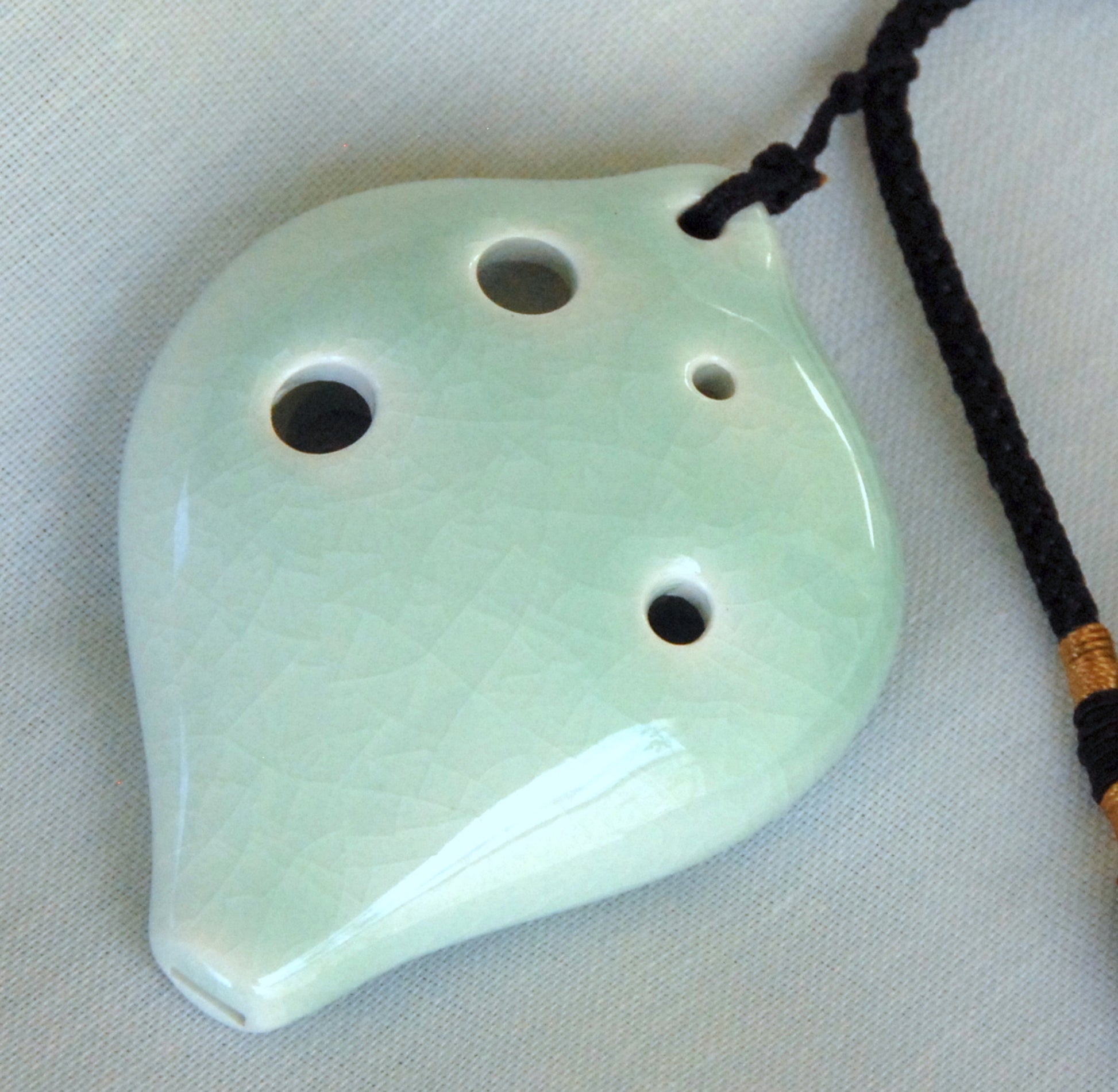 6-hole Ceramic Soprano Seedpod Ocarina in C Ocarinas Lark in the Morning Mint Green Crackle