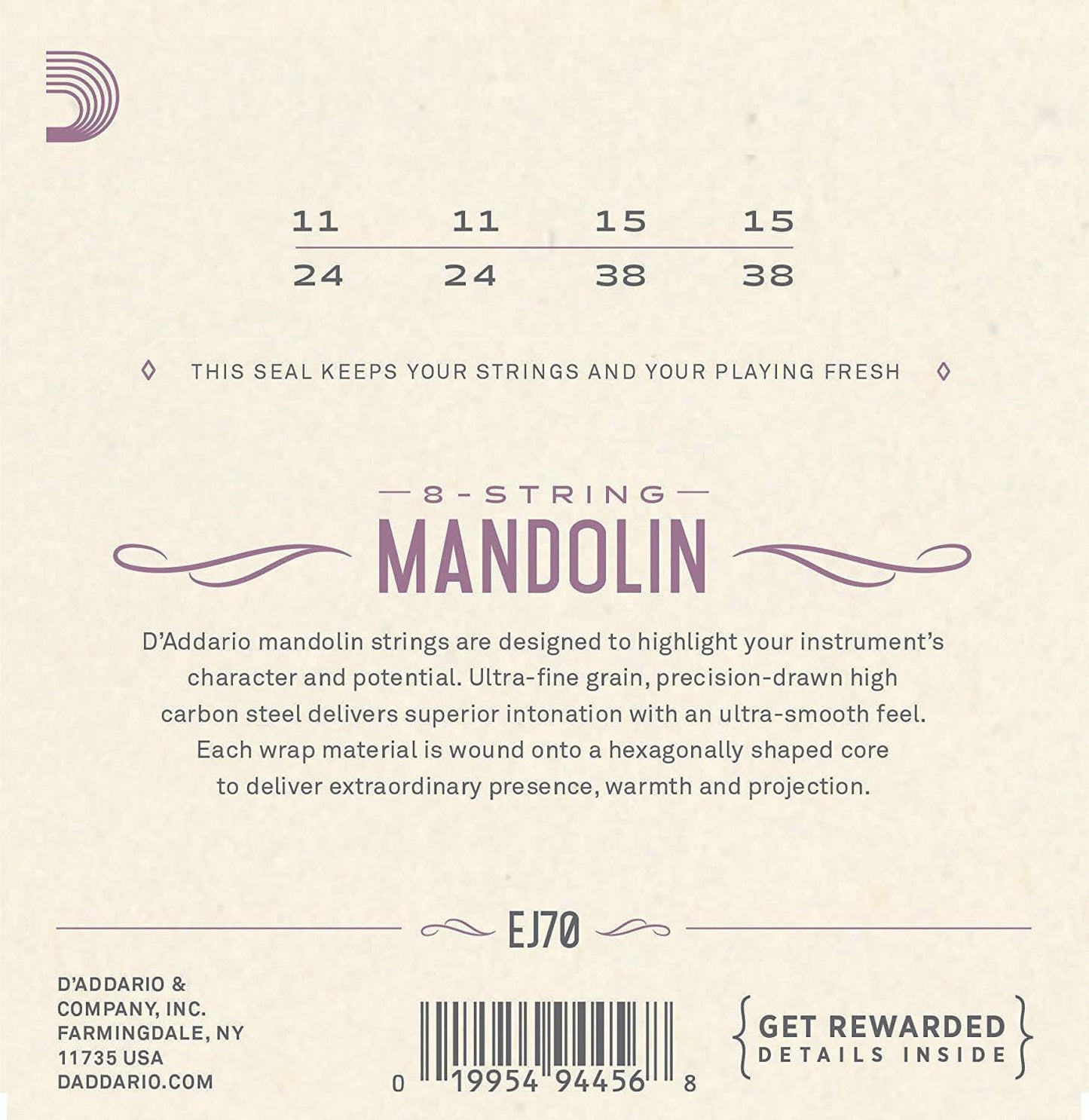 D'Addario Mandolin Ball End, Medium/Light Phosphor Bronze Strings EJ70 Accessories_Strings D'Addario