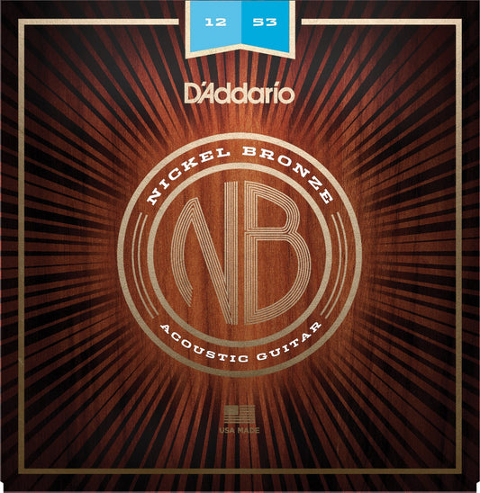 D'Addario NB1253 Nickel Bronze Acoustic Guitar Strings, Light, 12-53 Accessories_Strings D'Addario