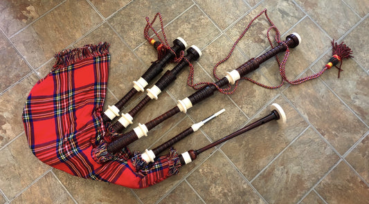 Highland Pipes Full Size Bagpipes Kit, Rosewood with Case, Instructions, and More Bagpipes Lark in the Morning