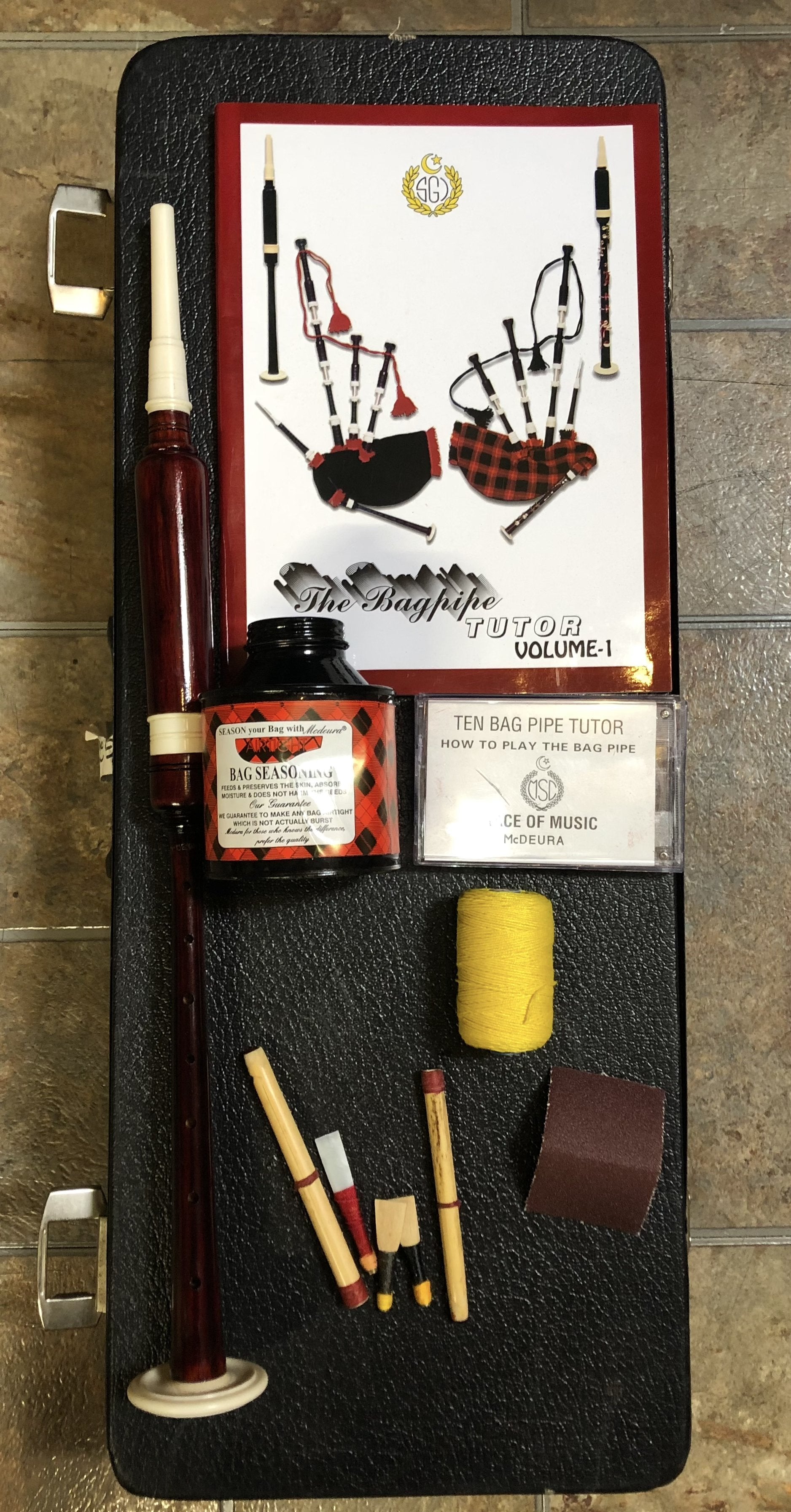 Highland Pipes Full Size Bagpipes Kit, Rosewood with Case, Instructions, and More Bagpipes Lark in the Morning