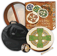 Cloghan Cross Bodhran 18 inch. Bodhran Gift Pack Bodhrans Waltons