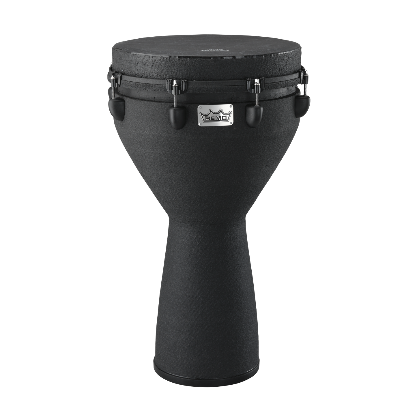 Remo Djembe, Mondo, Key-Tuned, 14" X 25", Skyndeep Fiberskyn, Black, Contour Tuning Brackets, Black Earth Finish Djembes & Ashikos Remo