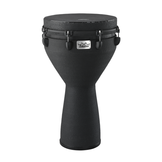Remo Djembe, Mondo, Key-Tuned, 14" X 25", Skyndeep Fiberskyn, Black, Contour Tuning Brackets, Black Earth Finish Djembes & Ashikos Remo