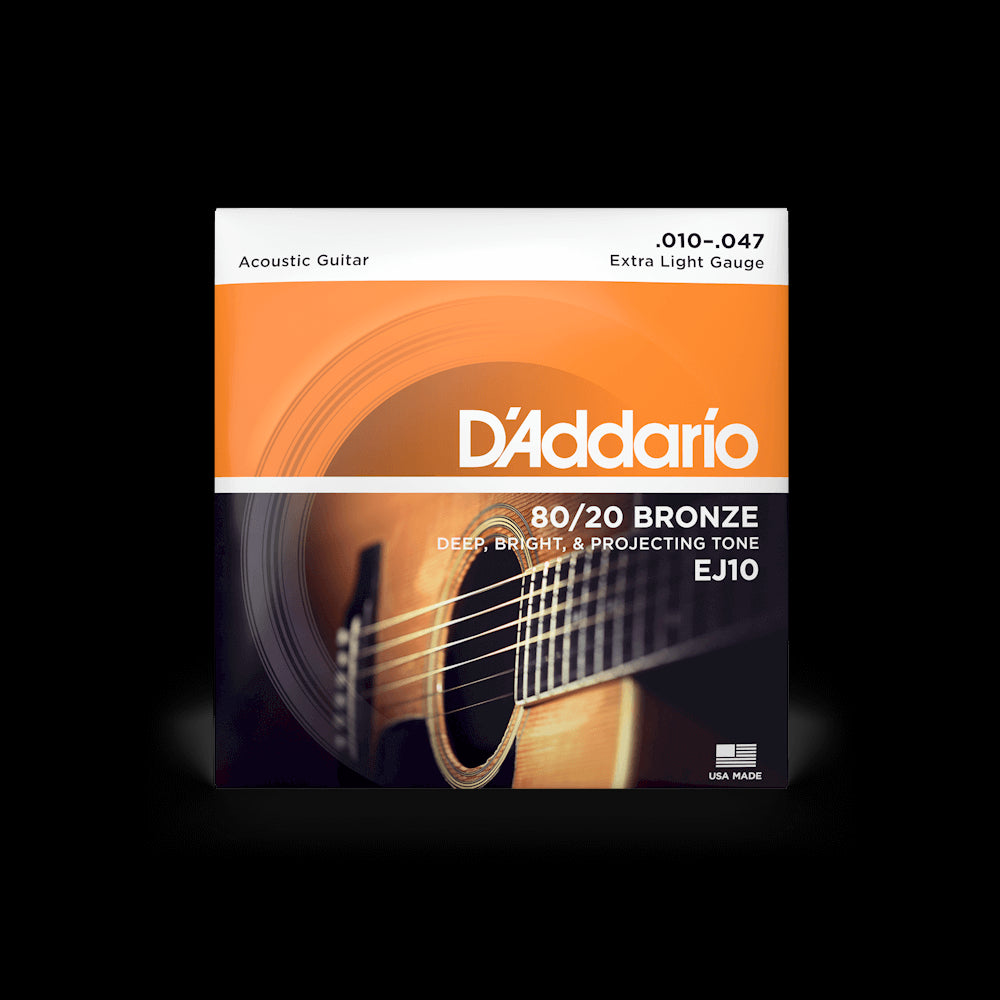 D'Addario EJ10 80/20 Bronze Acoustic Guitar Strings, Extra Light, 10-47 Accessories_Strings D'Addario