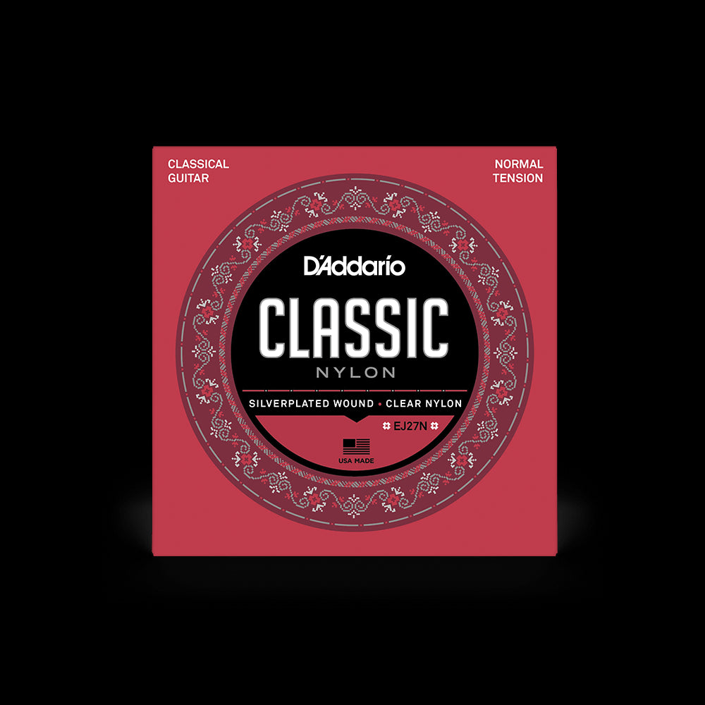 D'Addario Classical Guitar NORMAL TENSION Silver Plated Wrap, Nylon Core, Clear Student Nylon Trebles, EJ27N Accessories_Strings D'Addario