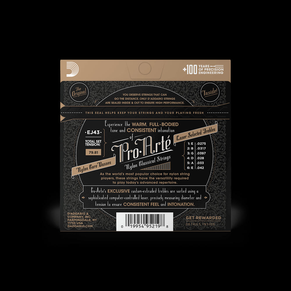 D'Addario Classical Guitar LIGHT TENSION Silver Plated Wrap, Nylon Core, Clear Nylon Trebles, EJ43 Accessories_Strings D'Addario