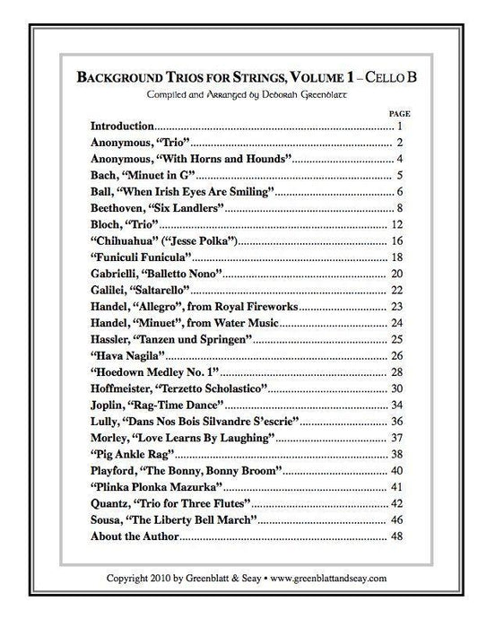 Background Trios for Strings Vol. 1 - Cello B Media Greenblatt & Seay