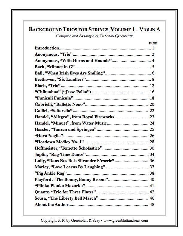 Background Trios for Strings Vol. 1 - Violin A Media Greenblatt & Seay