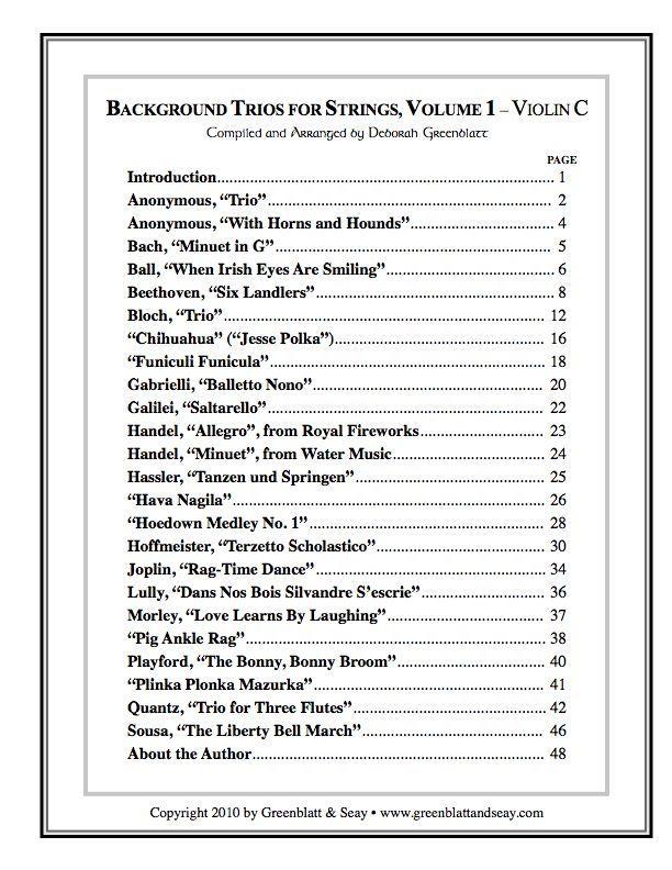 Background Trios for Strings Vol. 1 - Violin C Media Greenblatt & Seay