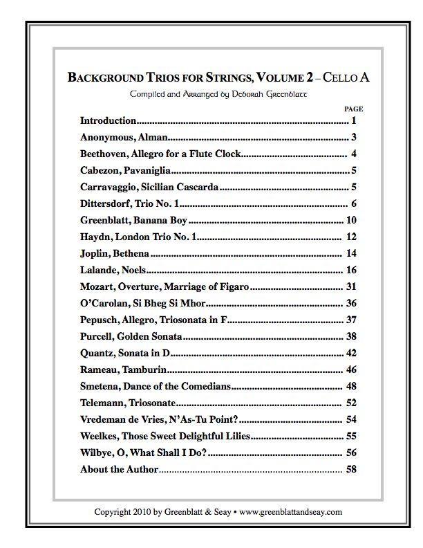 Background Trios for Strings Vol. 2 - Cello A Media Greenblatt & Seay