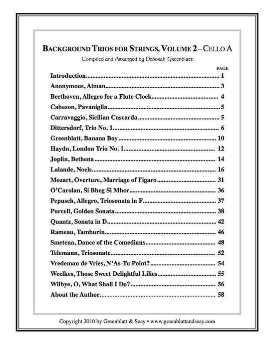Background Trios for Strings Vol. 2 - Cello A Media Greenblatt & Seay