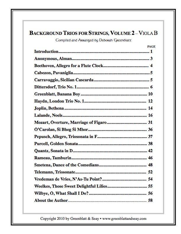 Background Trios for Strings Vol. 2 - Viola B Media Greenblatt & Seay