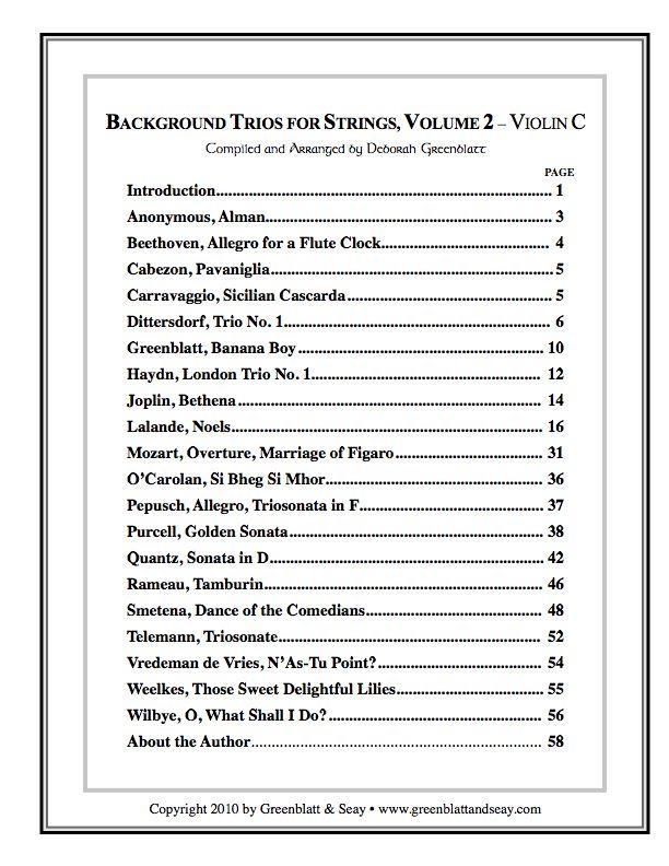 Background Trios for Strings Vol. 2 - Violin C Media Greenblatt & Seay
