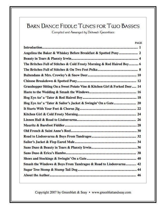 Barn Dance Fiddle Tunes for Two Basses Media Greenblatt & Seay